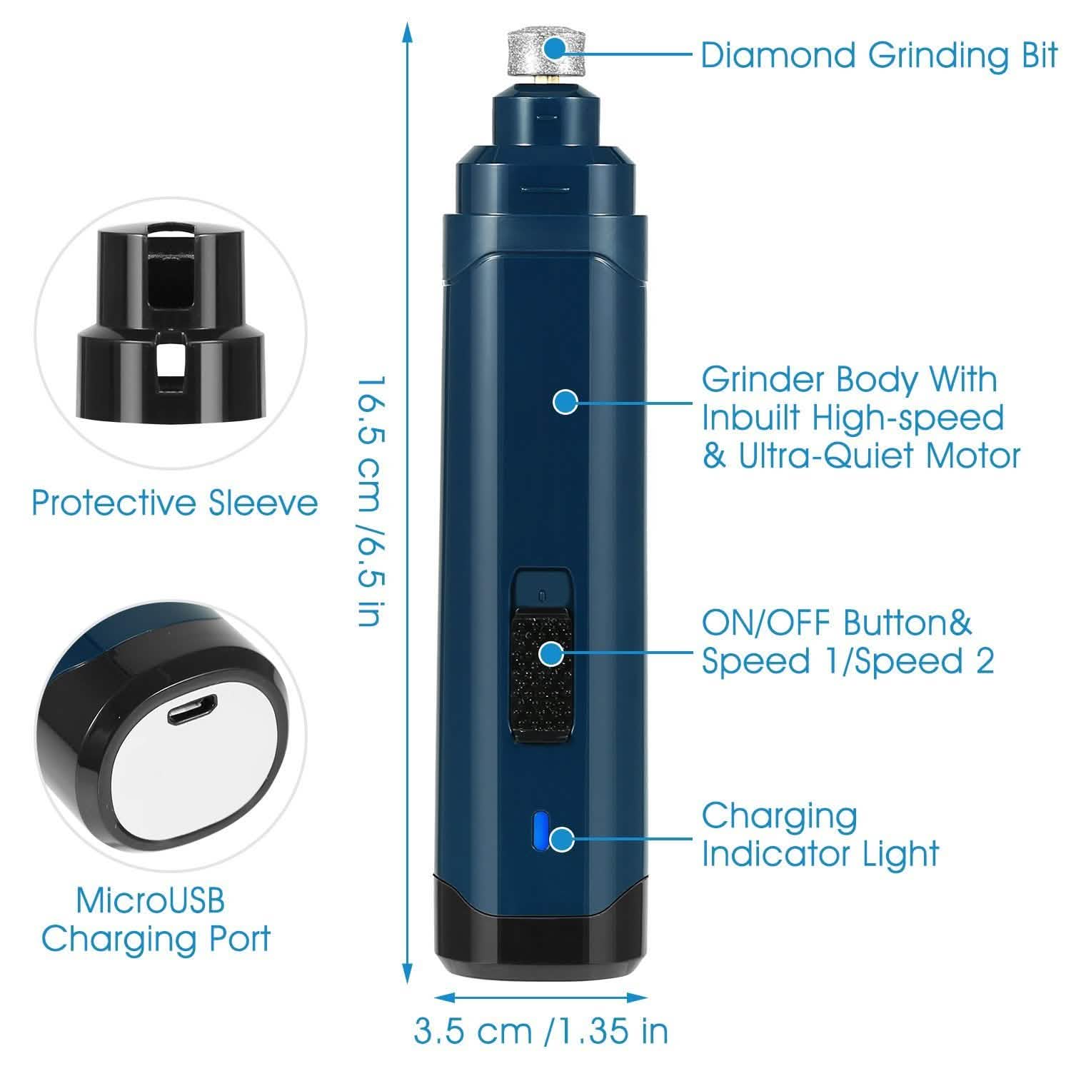 Dog Nail Grinder 2 Speeds Quiet USB Rechargeable DailySale