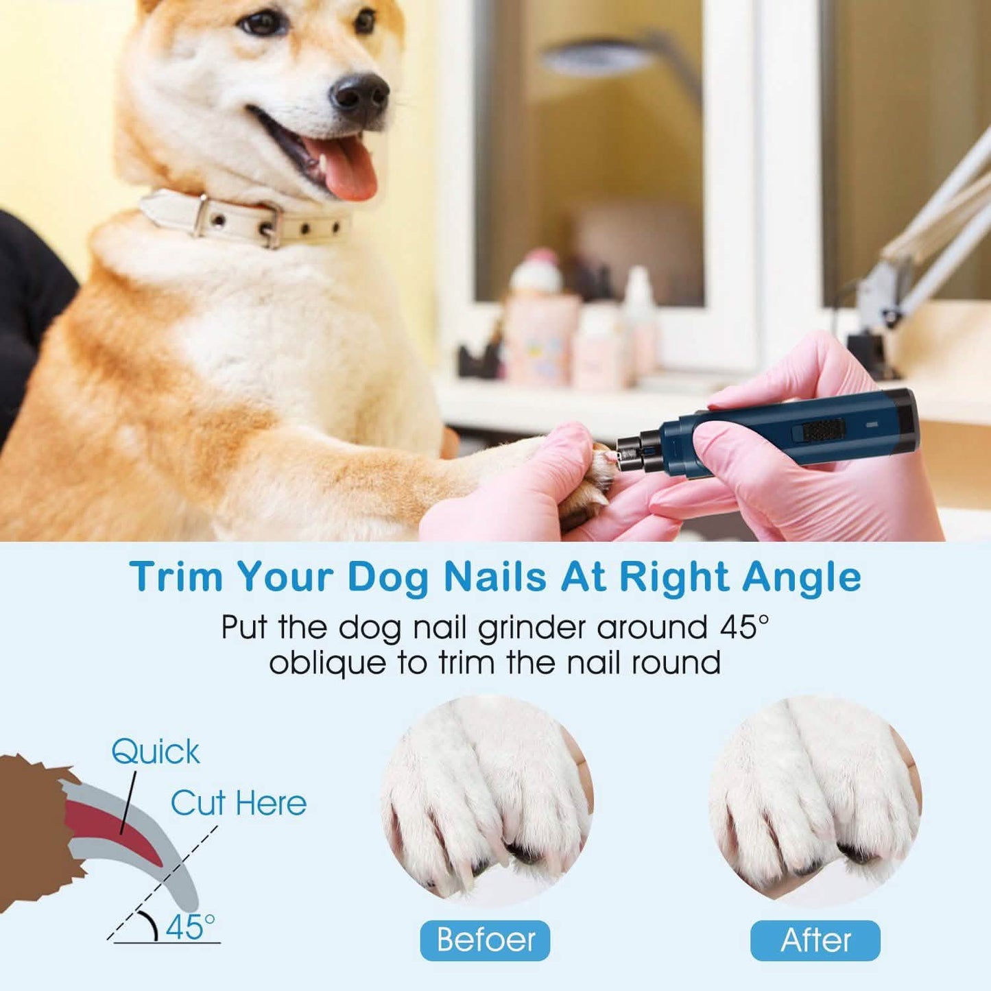 Dog Nail Grinder 2 Speeds Quiet USB Rechargeable DailySale