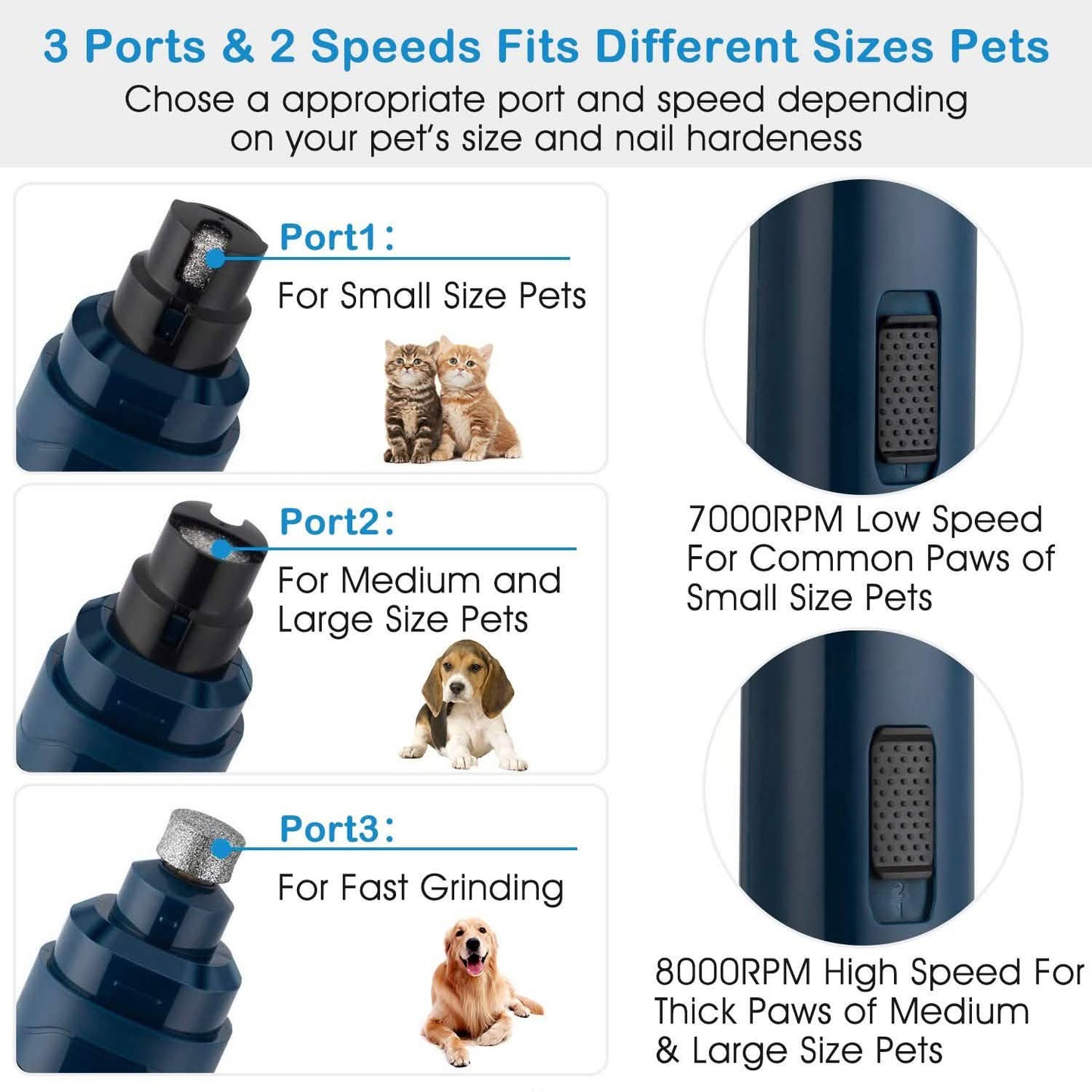 Dog Nail Grinder 2 Speeds Quiet USB Rechargeable DailySale
