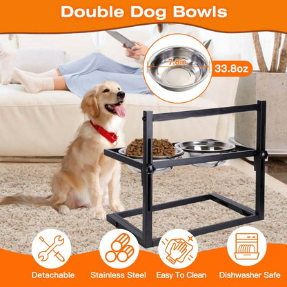 Dog Raised Bowls with Adjustable Height Stainless Steel DailySale