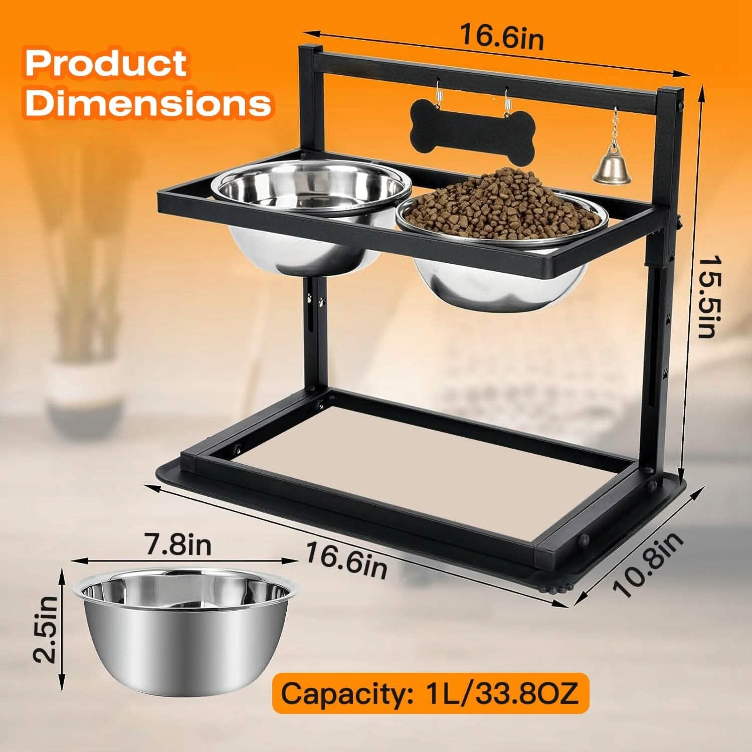 Dog Raised Bowls with Adjustable Height Stainless Steel DailySale