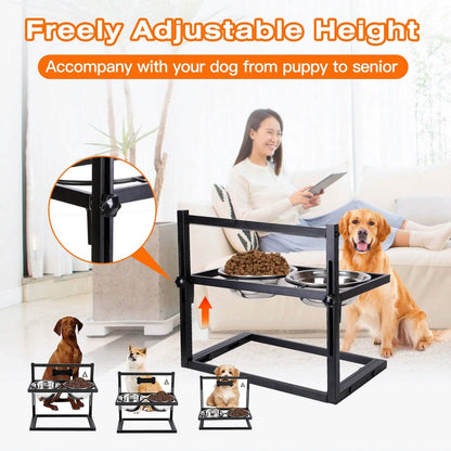 Dog Raised Bowls with Adjustable Height Stainless Steel DailySale