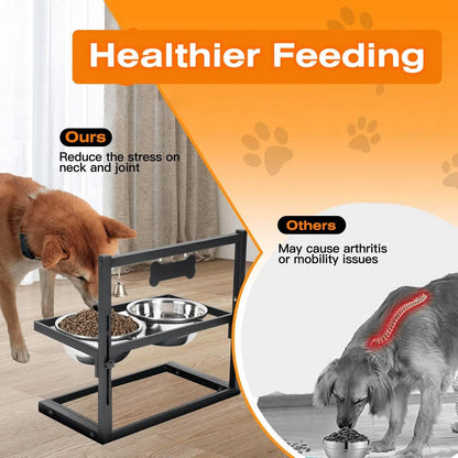 Dog Raised Bowls with Adjustable Height Stainless Steel DailySale