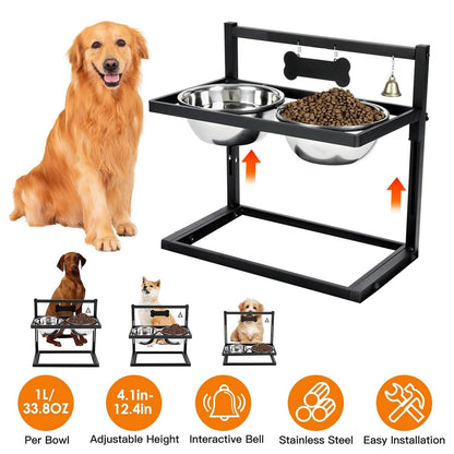 Dog Raised Bowls with Adjustable Height Stainless Steel DailySale