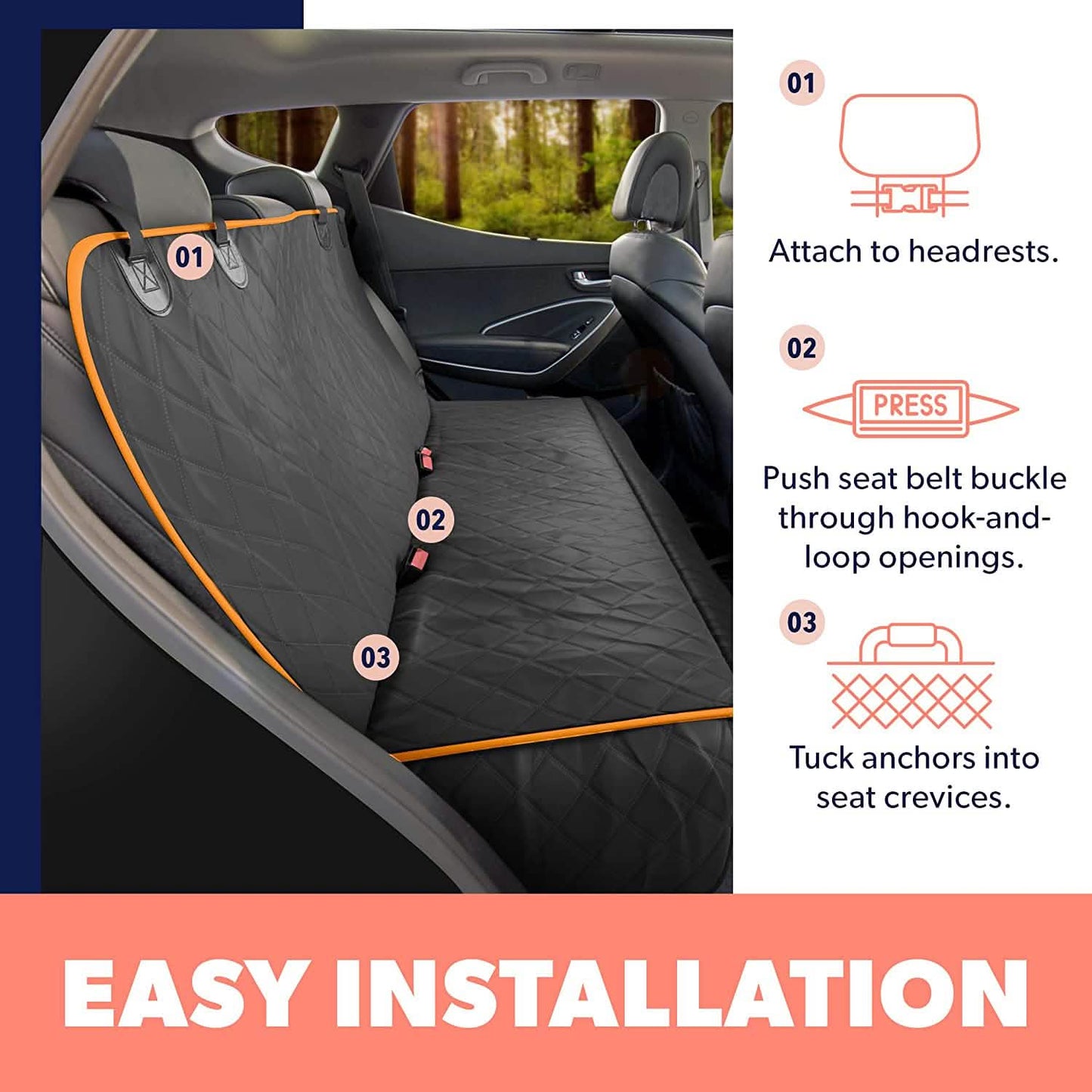 Dog Rear Seat Cover Protector Waterproof Anti-Scratch Anti-Slip Hammock DailySale
