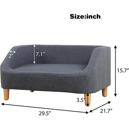 Dog Rectangular Sofa with Removable Cushion and Wooden Feet DailySale