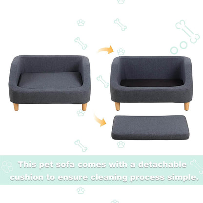 Dog Rectangular Sofa with Removable Cushion and Wooden Feet DailySale
