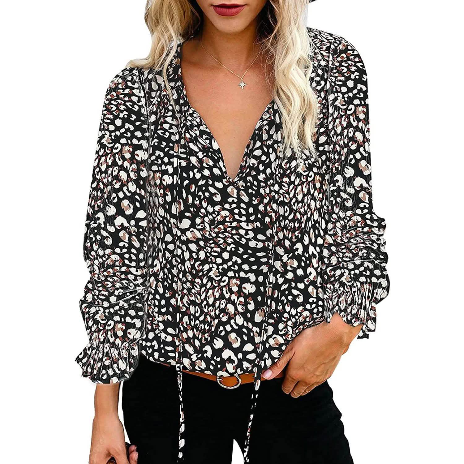 Dokotoo Women's Casual Boho Floral Printed V-Neck Top DailySale