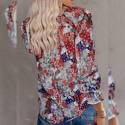 Dokotoo Women's Casual Boho Floral Printed V-Neck Top DailySale