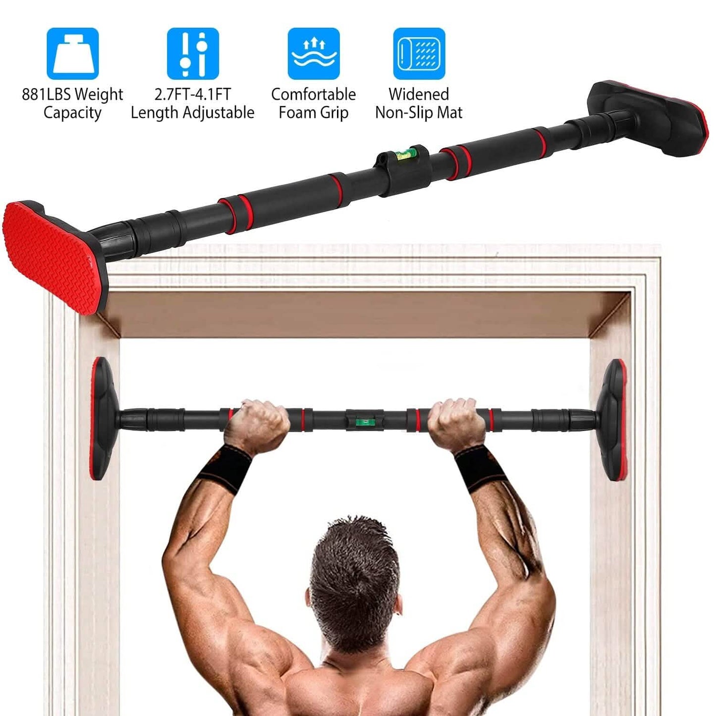 Doorway Pull Up Bar Heavy Duty with Foam Grips Level DailySale