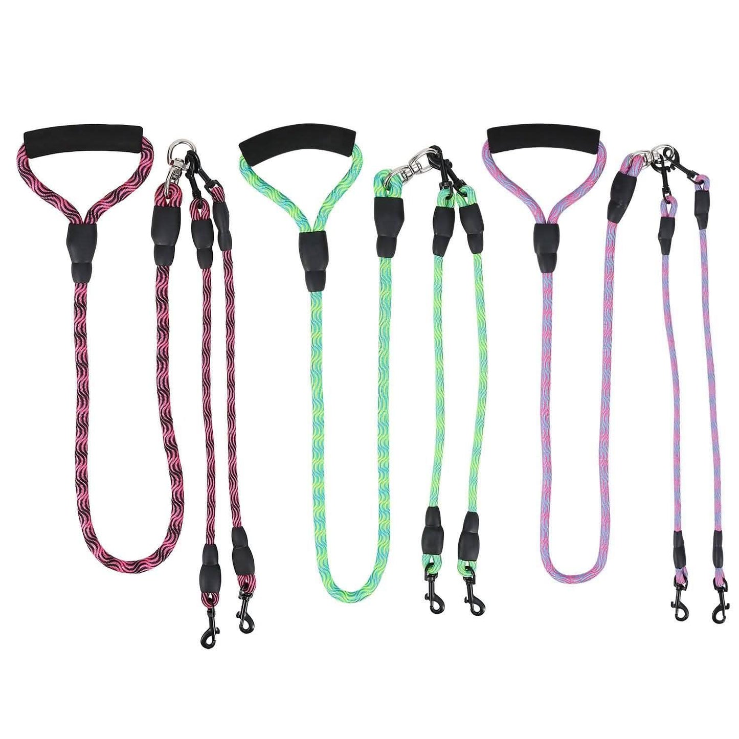 Double Dog Leash No-Tangle with Swivel Coupler Padded Handle DailySale