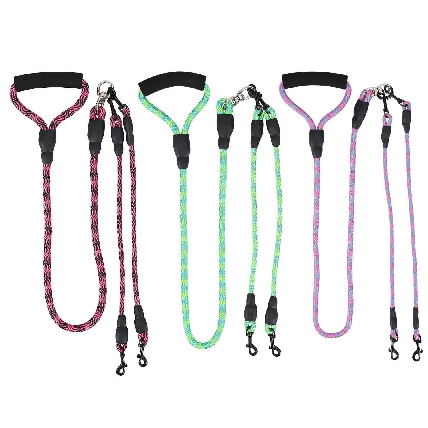 Double Dog Leash No-Tangle with Swivel Coupler Padded Handle DailySale