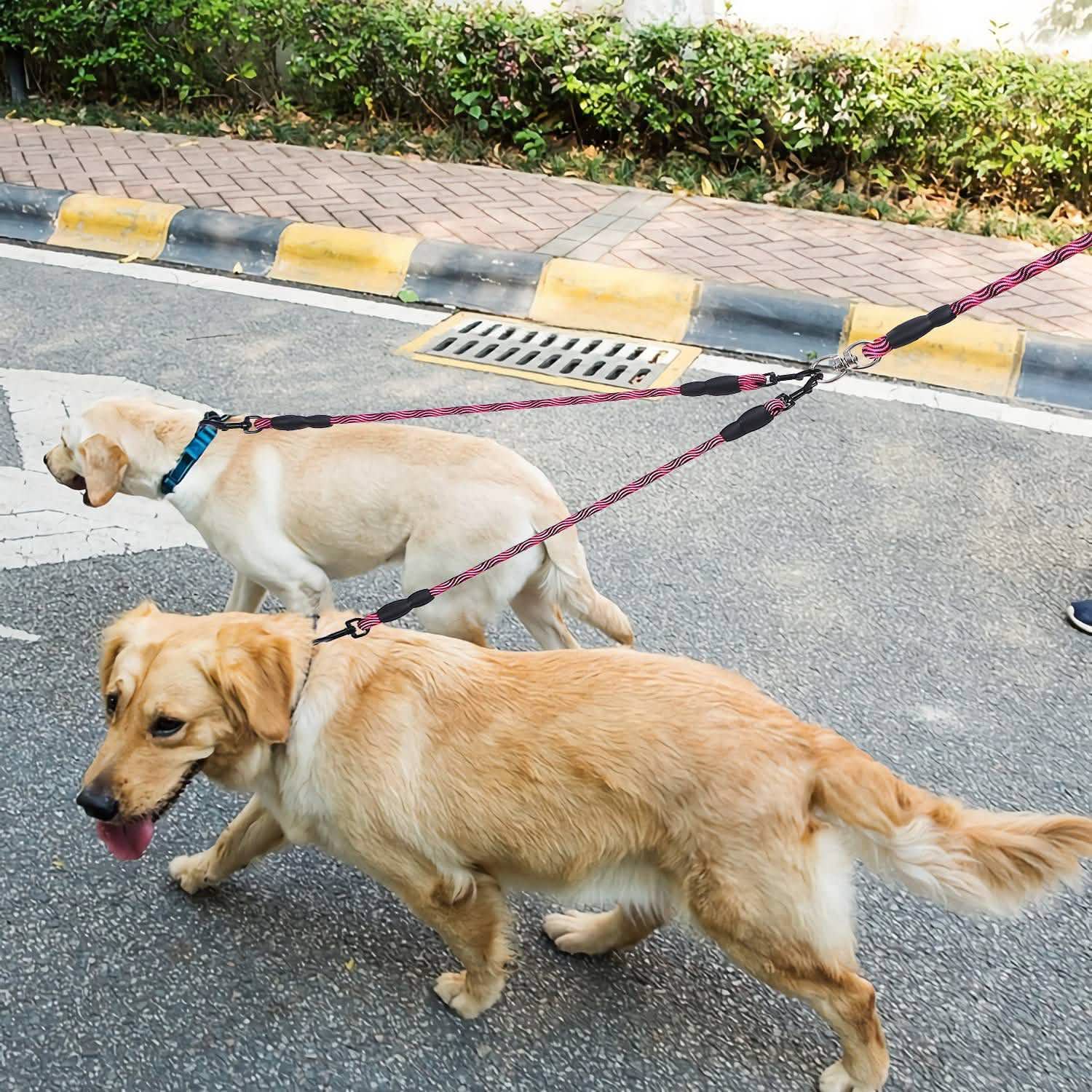 Double Dog Leash No-Tangle with Swivel Coupler Padded Handle DailySale