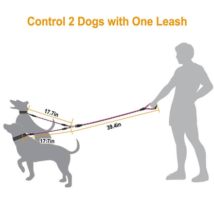 Double Dog Leash No-Tangle with Swivel Coupler Padded Handle DailySale