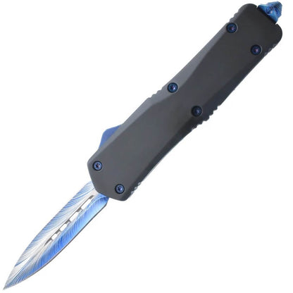Double Edge Damascus Automatic OTF Knife with Belt Clip DailySale