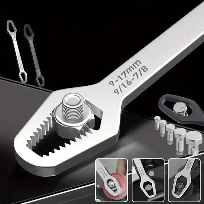 Double End Multifunctional Universal Wrench, 3-17mm Self-Tightening Lazy Wrench Repair Tools DailySale