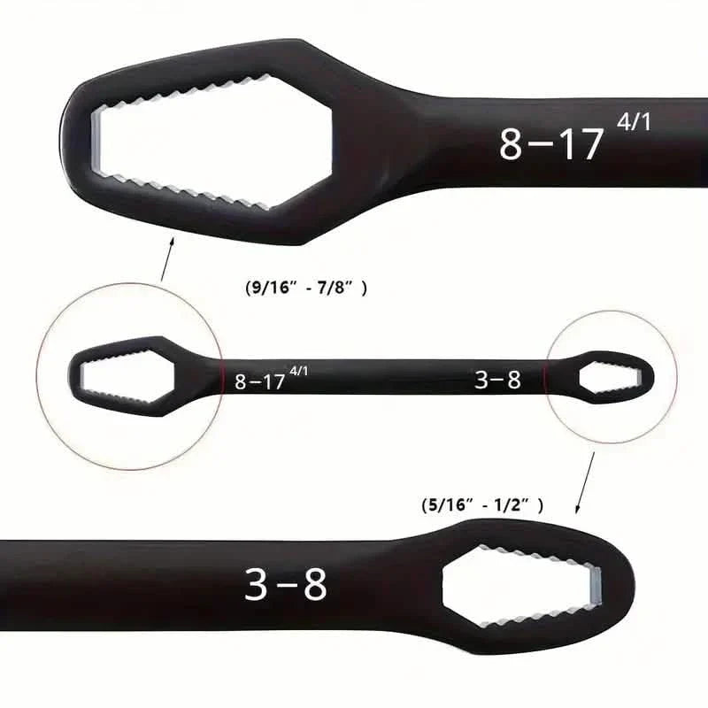 Double End Multifunctional Universal Wrench, 3-17mm Self-Tightening Lazy Wrench Repair Tools DailySale