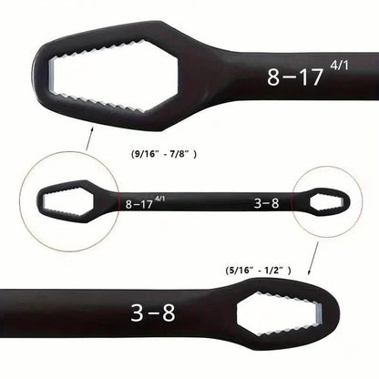 Double End Multifunctional Universal Wrench, 3-17mm Self-Tightening Lazy Wrench Repair Tools DailySale