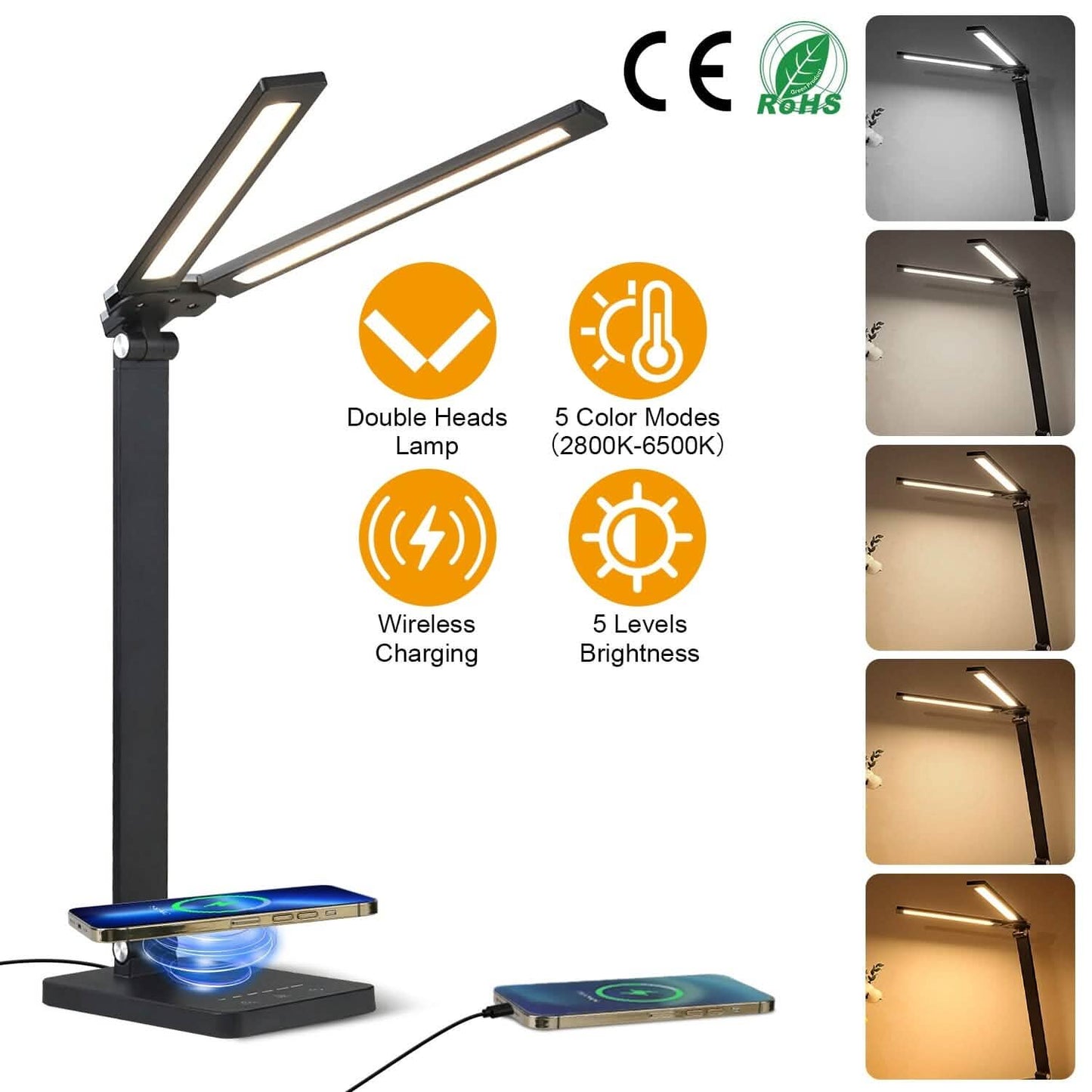 Double Head Desk Lamp with Wireless Charging USB Port DailySale