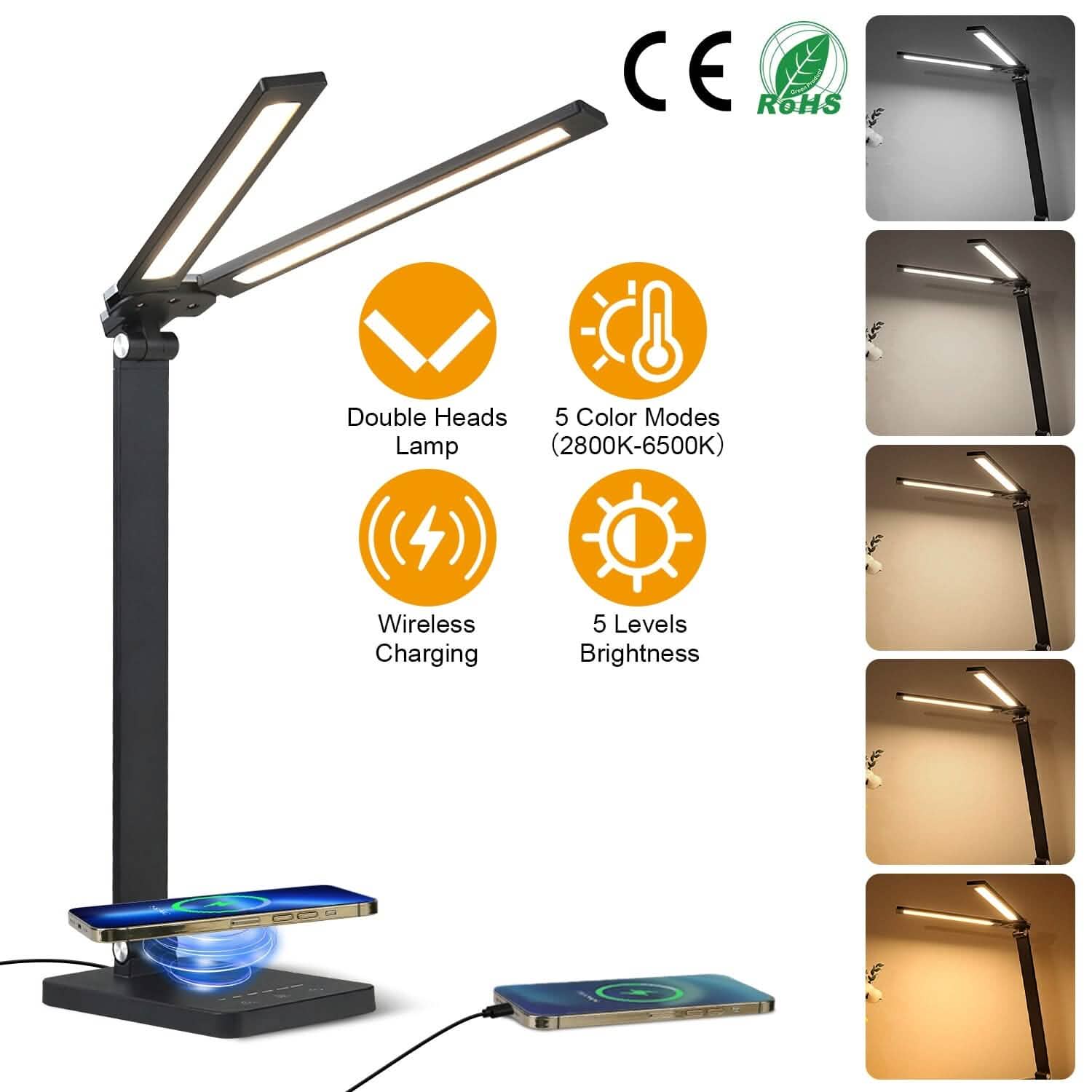 Double Head Desk Lamp with Wireless Charging USB Port DailySale