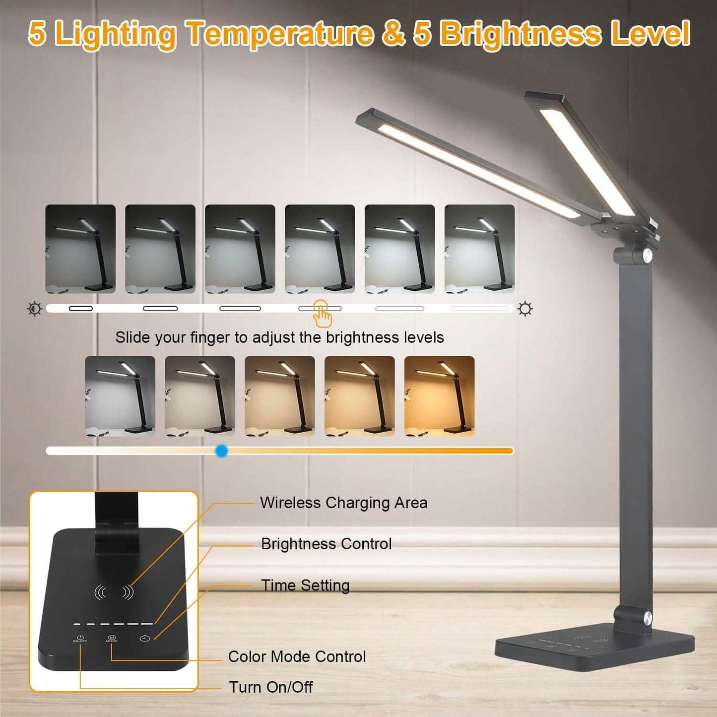 Double Head Desk Lamp with Wireless Charging USB Port DailySale
