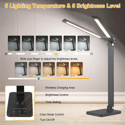 Double Head Desk Lamp with Wireless Charging USB Port DailySale