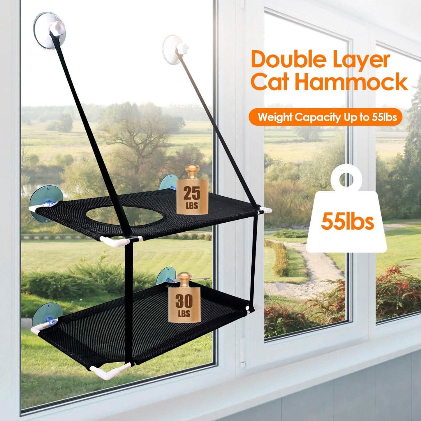 Double Layer Perch Bed Powerful Suction Indoor Window Hammock for Cat DailySale