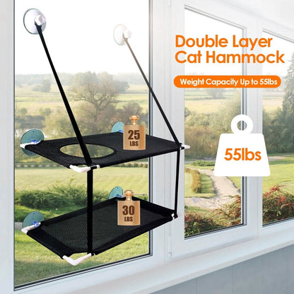 Double Layer Perch Bed Powerful Suction Indoor Window Hammock for Cat DailySale