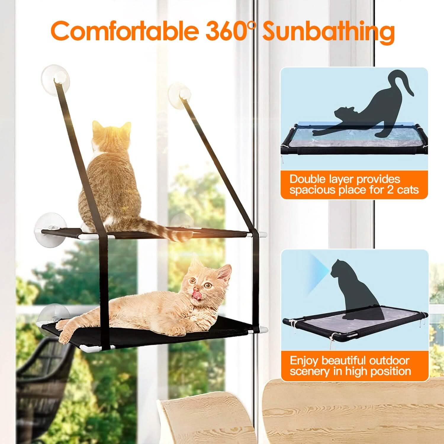 Double Layer Perch Bed Powerful Suction Indoor Window Hammock for Cat DailySale