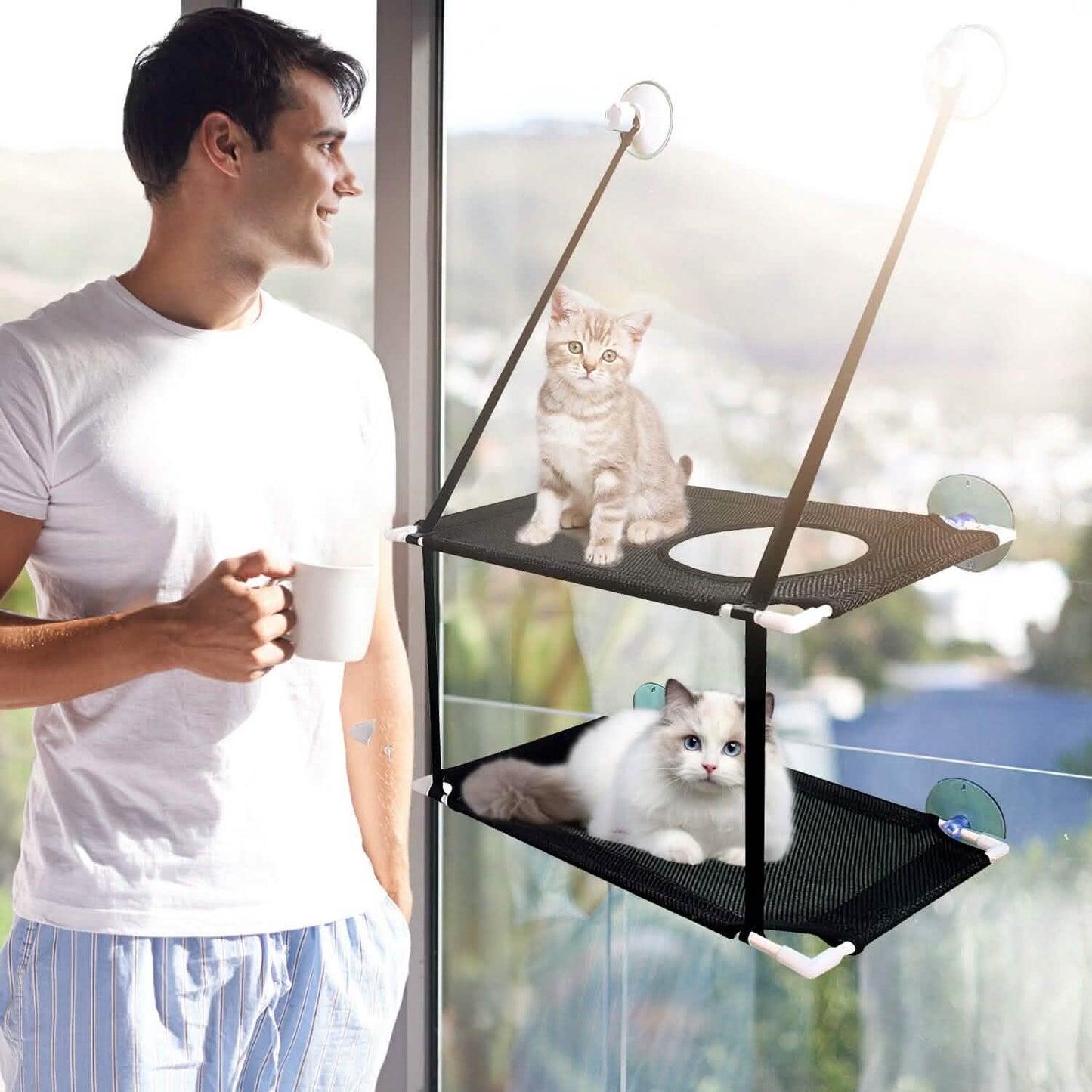 Double Layer Perch Bed Powerful Suction Indoor Window Hammock for Cat DailySale