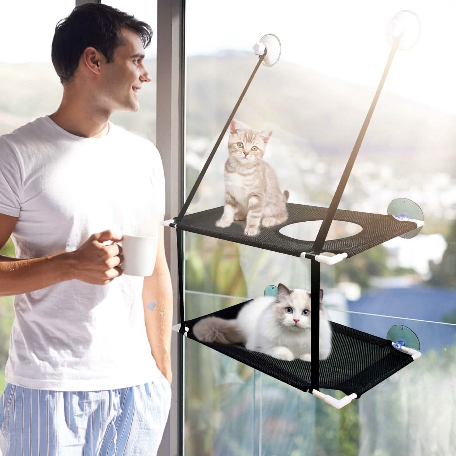Double Layer Perch Bed Powerful Suction Indoor Window Hammock for Cat DailySale