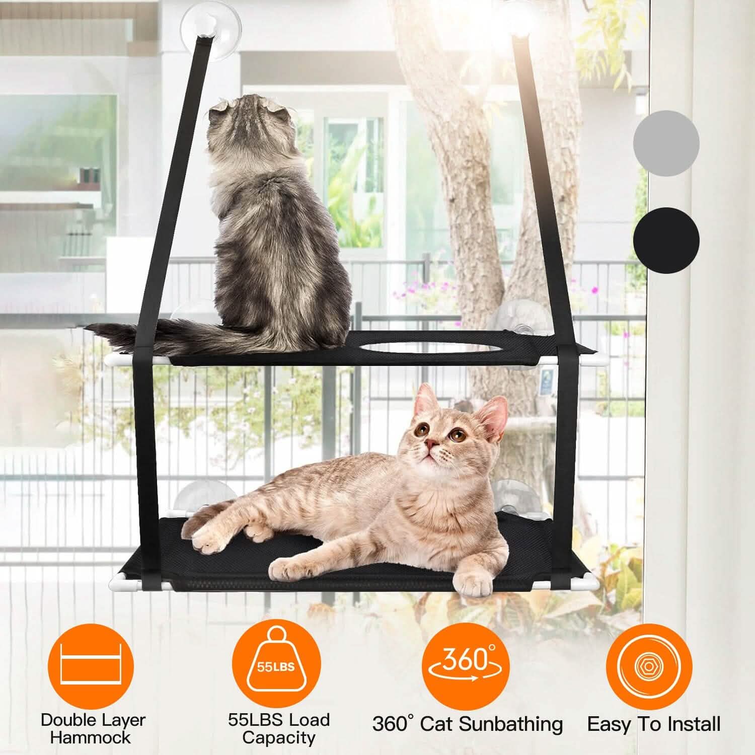 Double Layer Perch Bed Powerful Suction Indoor Window Hammock for Cat DailySale