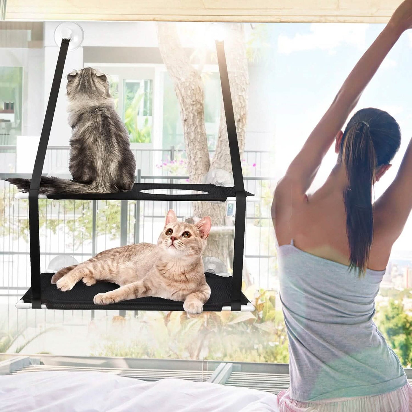 Double Layer Perch Bed Powerful Suction Indoor Window Hammock for Cat DailySale