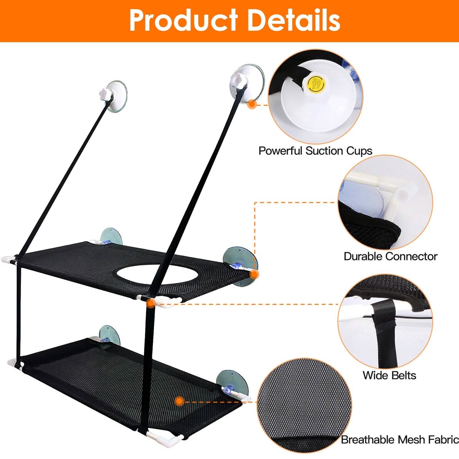 Double Layer Perch Bed Powerful Suction Indoor Window Hammock for Cat DailySale