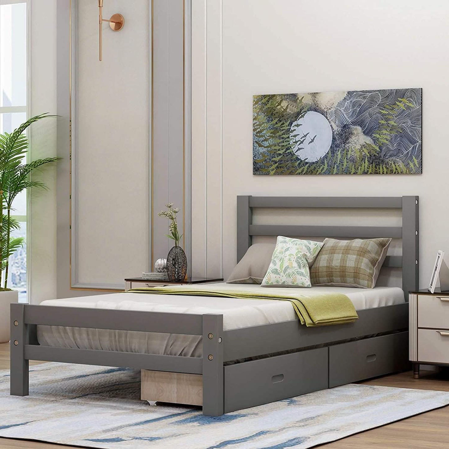 Platform Bed with Two Storage Drawers DailySale