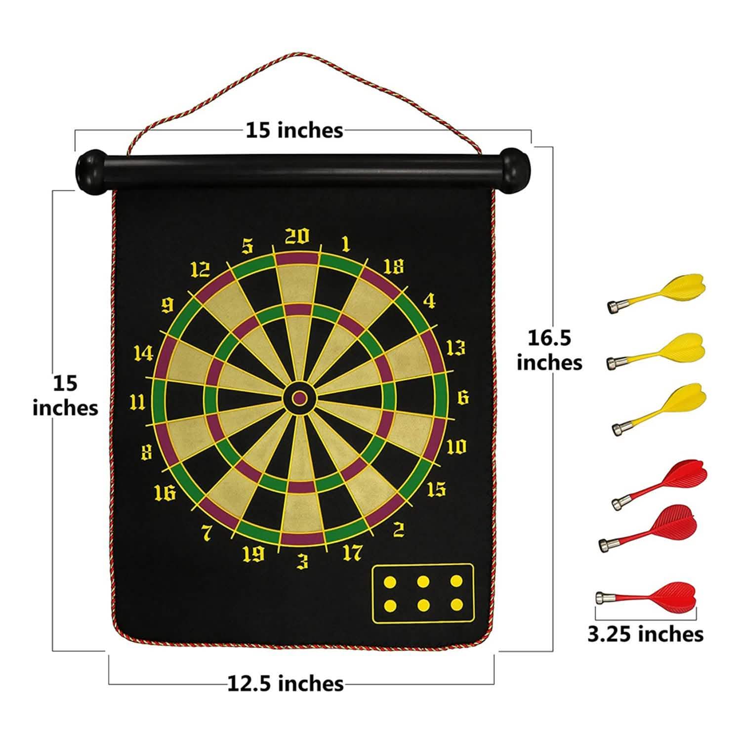 Double Sided Magnetic Roll-Up Dart Board and Bullseye Game DailySale
