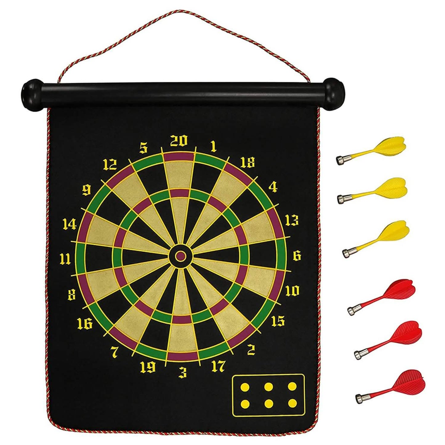 Double Sided Magnetic Roll-Up Dart Board and Bullseye Game DailySale