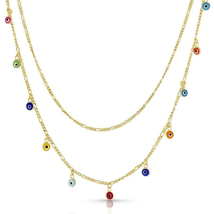Double Strand Figaro Evil Eye Drop Necklace DailySale
