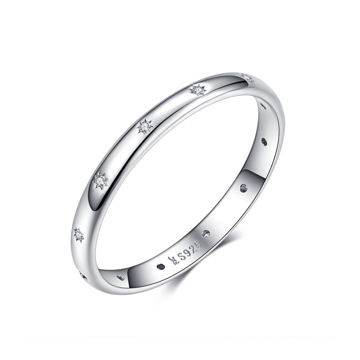925 Sterling Silver Size 6.0 Plated Platinum Pavé Setting CZ Ring for Women Bids.com