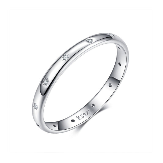 925 Sterling Silver Size 6.0 Plated Platinum Pavé Setting CZ Ring for Women Bids.com