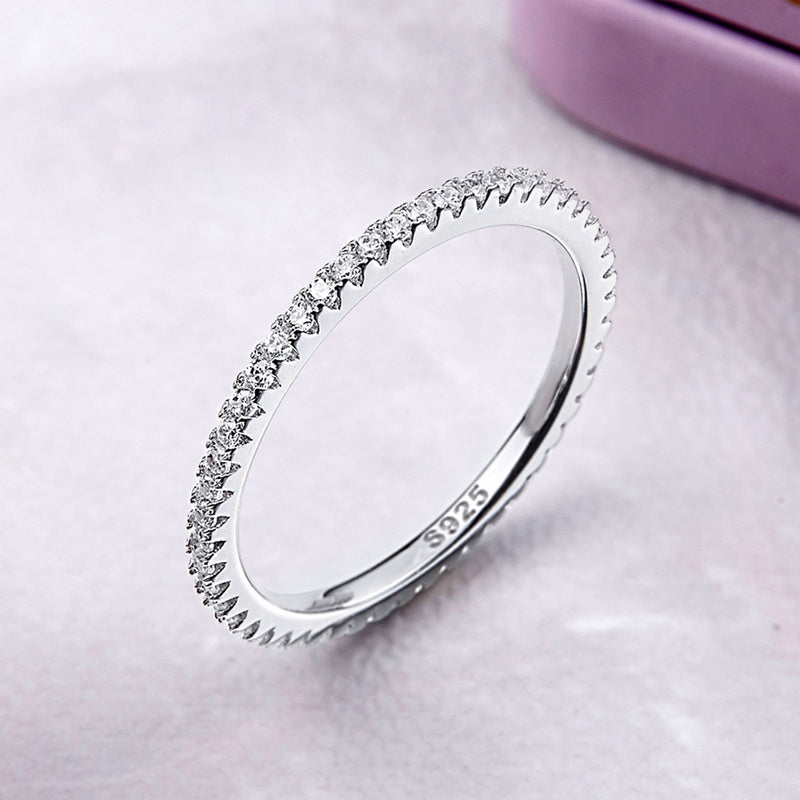 925 Sterling Silver Platinum Plated CZ Pavé Setting Ring Size 5.0 for Women Bids.com