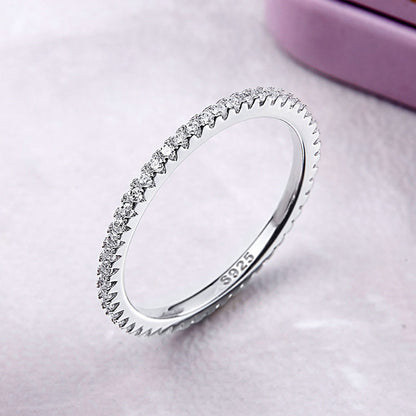 925 Sterling Silver Platinum Plated CZ Pavé Setting Ring Size 5.0 for Women Bids.com
