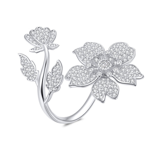 925 Sterling Silver Plated Platinum Pavé Setting CZ 0.2cm Ring Bids.com