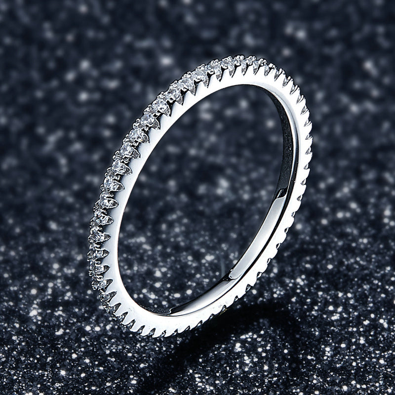 925 Sterling Silver Platinum Plated CZ Pavé Setting Ring Size 5.0 for Women Bids.com