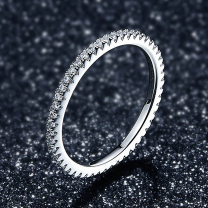 925 Sterling Silver Platinum Plated CZ Pavé Setting Ring Size 5.0 for Women Bids.com