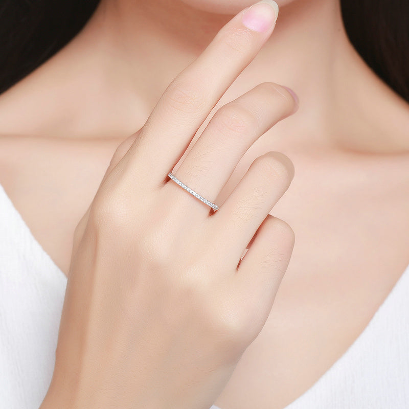 925 Sterling Silver Platinum Plated CZ Pavé Setting Ring Size 5.0 for Women Bids.com