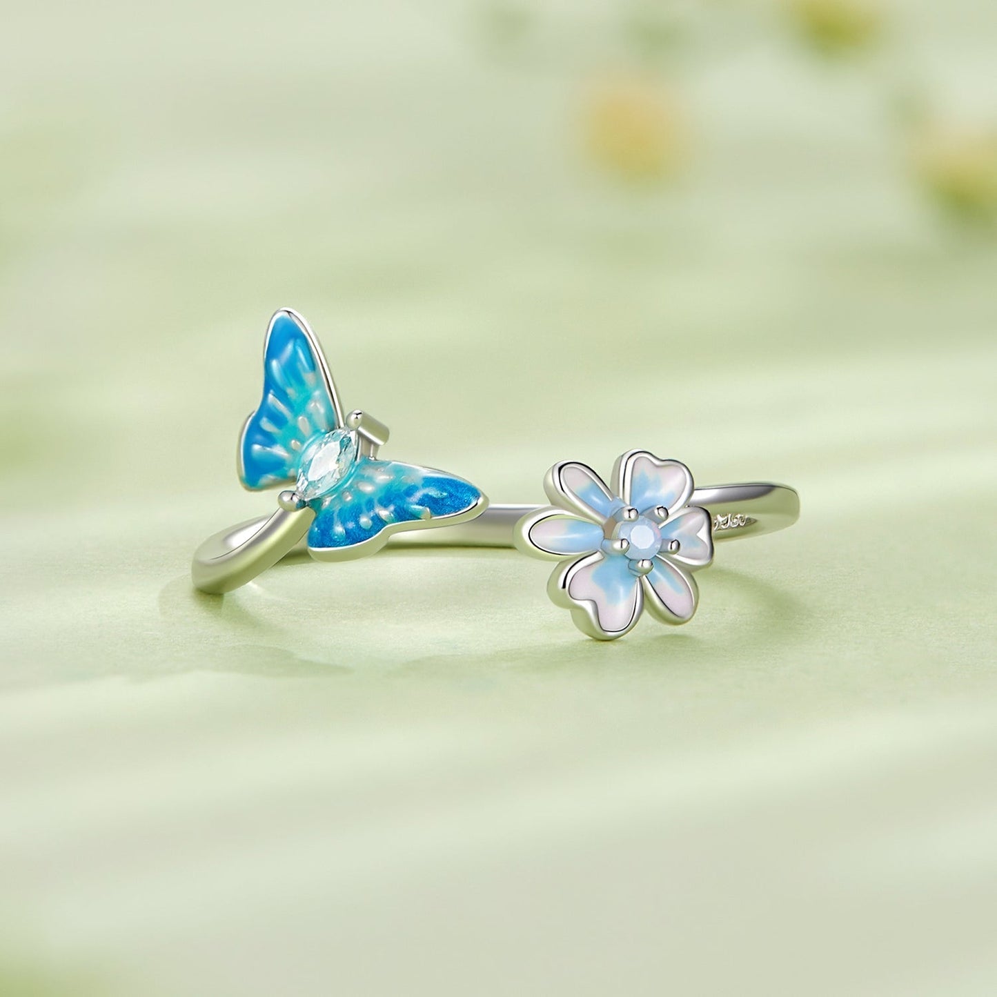 925 Sterling Silver Opal Nanometer Stone Plated Platinum Ring Bids.com