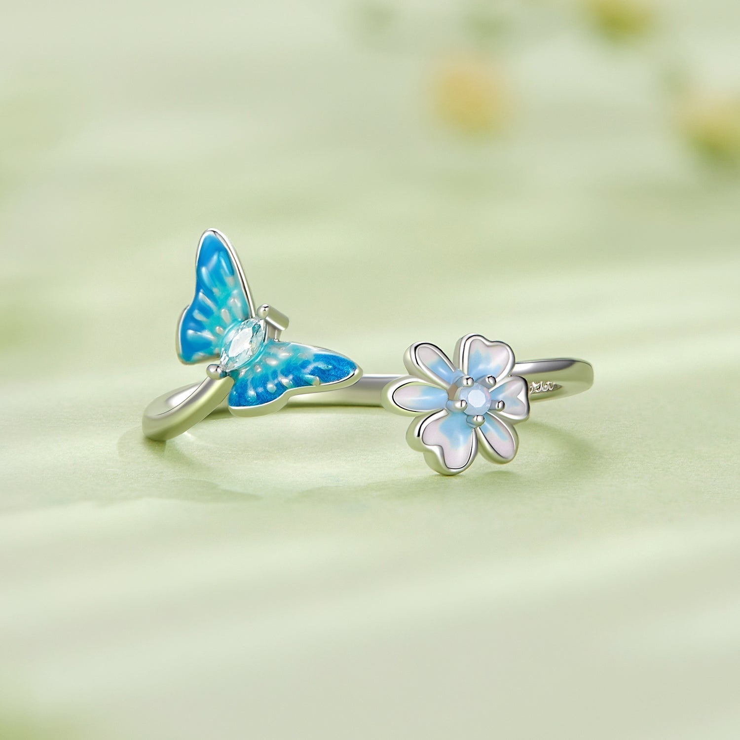 925 Sterling Silver Opal Nanometer Stone Plated Platinum Ring Bids.com
