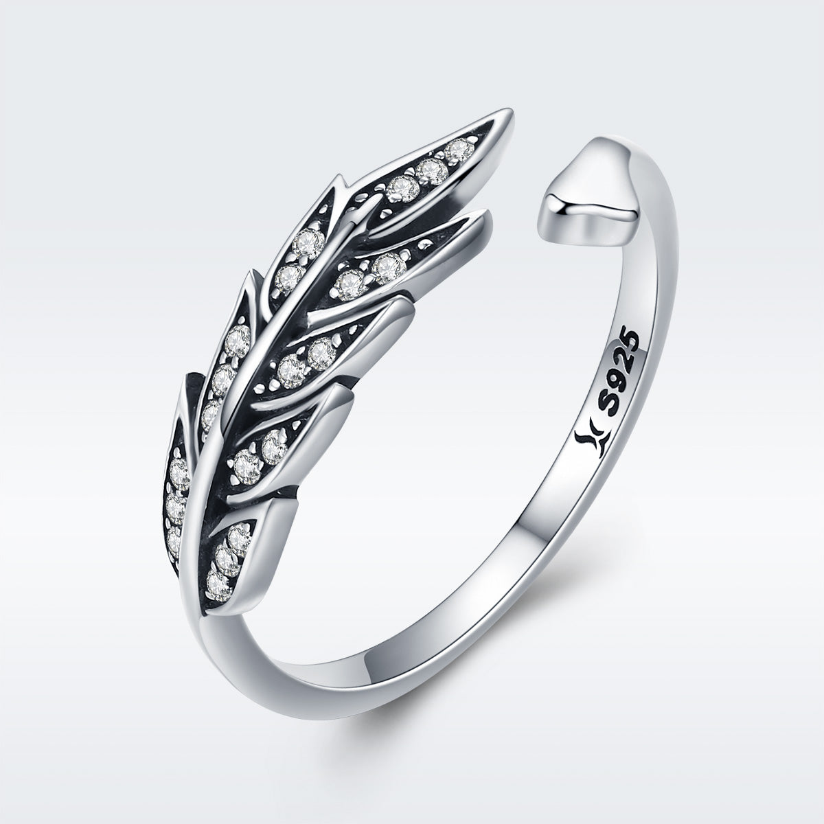 925 Sterling Silver Pavé Setting CZ Leaf Ring for Women Bids.com