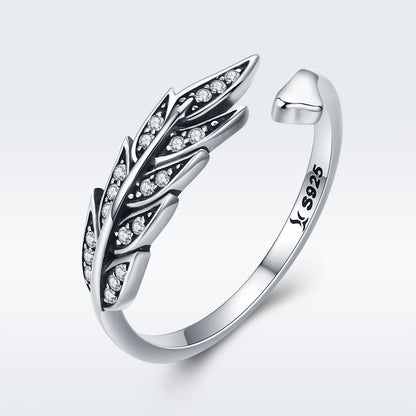 925 Sterling Silver Pavé Setting CZ Leaf Ring for Women Bids.com